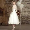 Свадебные платья с винтажным чаем с половиной рукава 2019 Retro V-образное кружев