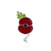 1 Inch Rhodium Silver Poppy Collection Lapel Pin Badge with Leaf
