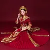Long Bride Wedding Qipao Luxury Red Ricamato Phoenix vestido Abbigliamento etnico cinese classico Abito da matrimonio Costume orientale
