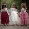 2020 Bohème dentelle Tutu robes de fille de fleur pure manches longues courtes enfants anniversaire robe de communion été plage Boho robes de soirée