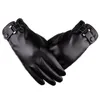 Fashion- PU Leather Touchscreen Gloves Warm Soft Thick Fleece Lining Windproof Water-resistant Biking Outdoor Gloves Black Brown