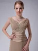 Plus Size Champagner Mutter der Braut Kleid Aline Cap Sleeves Chiffon Spitze Perlen Lange Elegante Hochzeit Bräutigam Kleider 2023 New3030369