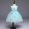 Vestidos de niña niña verano lindo arco princesa neta hilado de encaje bordado vestido de novia falda infantil