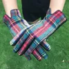 Fashion-Sanded Plaid PU Handskar Vinterhandskar med fingrar läderhandskar med insidan av päls Varm vintergåva Gratis frakt via FedEx DOM413