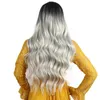 Ombre Silber gewellte Perücke grau lange lockige Haarperücken mit Air Bangs mit Perückenkappe Cosplay Halloween für Frauen3119754
