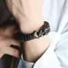 Punk Animal tête de Dragon Bracelet à breloques hommes acier inoxydable noir mat chine Dragon bénédiction Bracelet Bracelet bijoux