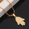 Trendigt egyptiskt öga av guldfärg lycka fatima hamsa hand hängsmycke halsband hand palm kedja smycken