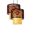 Китайские светодиодные подвесные светильники полые деревянные спальни чай ресторан коридор балкон антикварной люстры лампа крытый имитация овчины