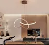 Brun Blanc Cadre LED Pendentif Lumières Pour Cuisine Salle À Manger Moderne Lampe Nordique Abajour Éclairage Lustre Suspensions Luminaires MYY