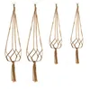 Geknoopte macrame plant hanger haak vintage katoen linnen bloempot mand touw hangende mand pot houder SN70