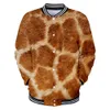 Uniforme de Baseball pour hommes/femmes, émulation de fourrure animale, impression 3D, peau de tigre de girafe, vêtements amusants, sweat-shirt de collège, veste bombardier