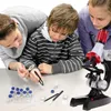 Kids Microscope Toy Kit Lab LED 100X-1200X Home Educational Microscope Toy Early Learning Biological Toys For Children