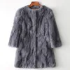 Women's Genuine Fur Coat Covered Button Women fashion Mid-Long jacket Lady Winter Warm Overcoats vest size Bust