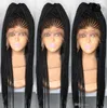 African American Box Braiding Hair Wig Lace Front Wig Density 200 Black Colour Synthetic Hair Lace Wig for Black Women Shipp1921099