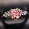 Choucong Lovers Heart ring Pink 5A zircone Crystal 925 sterling silver Fedi nuziali di fidanzamento per le donne Gioielli di moda