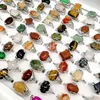 30 Pieces/lot Rainbow Natural Band Gem Stone Rings For Women Men Mix Bohemian Style Designs Couples Designer Jewelry Engagement Accessories Gift Wholesale