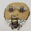 Women Vintage Bee Brooch Pearl Rhinestone Insect Bee Brooch Suit Lapel Pin for Gift Party Fashion Jewelry Accessories