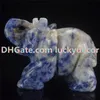 En gros 1.5 "/ 2" sculpté à la main naturel bleu Aventurine Sodalite Quartz cristal fétiche éléphant guérison gardien Statue Figurine artisanat 10 pièces