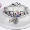 WholesaBracelet 925 Bracciali Pandora in argento AMORE Ciondolo cuore Bangle Charm Beads Bracciale madre per la festa della mamma Gioielli fai da te Logo originale