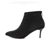 Chic black rhinestone kitten heel bootie 6cm fashion luxury designer women shoes winter boots Size 34 To 40