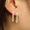 Whole clear cubic zirconia high quality fashion jewelry safety pin stud european women trendy gorgeous earrings3858426