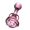 Ny Pink Rose Glass Anal Plug Smooth Anal Pärlor Prostata Massage Glass Butt Plug Vuxen Sex Toys For Women Men Glass Dildo Y1910305609642