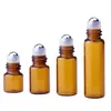 1 ml 2 ml 3ml 5ml rolo Perfume fina de vidro no frasco com bola de vidro de aço inoxidável Rolo de vidro garrafa de Óleo Essencial