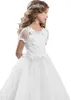 Koronkowa Księżniczka Kwiat Girl Dresses First Communion Suknie Dla Dziewczyn Bez Rękawów Tulle Toddler Pagews Sukienki