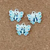 Niebieski Emalia Butterfly Urok Wisiorki 50 sztuk / partia Stop Moda Biżuteria DIY Fit Bransoletki Naszyjnik Kolczyki 22x20.5mm A-505