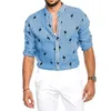 Hawaiian Beach Flamingo Print Shirt 2019 New Button Long Sleeve Chemise Hombre Slim Casual Autumn Linen Shirt Blusa Masculina