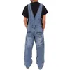 Mode Mann Casual Losse Pocket Jeans Overalls Comfortabele Denim Jumpsuits Latzhosen Baggy Jean Mans Blauw Broek