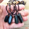 Colliers noirs en cristal naturel, 1 pièce, pilier Schorl, Tourmaline, pendentifs en pierre brute, bijoux à la mode, accessoires, cadeau QLY93881586640