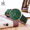 Шенгке искренние кожаные женщины смотрят роскошные бренд Quartz Watch Casual Ladies Watch The Women Clock Montre Femme Relogio feminino