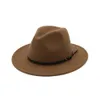 Vintage Unisex män Kvinnor Felt hatt bred Brim Fedora Trilby Panama Pure Color Gangster Cap Jazz Hat för Femme Mndjs015 D19011102