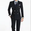 Beau Double-Breasted Groomsmen Peak Lapel Groom Tuxedos Hommes Costumes Mariage / Bal / Dîner Meilleur Blazer Homme (Veste + Pantalon + Cravate) AA165