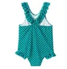 Mermaid Kids Swimwear Girls Ruffle Swimsuit One-Pieces Bikini Rompers Polka Dot Bodysuit Bathing Suit Baby Summer Fashion Beachwear B5055