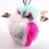 Bonito Coruja Fofa pele de coelho Bola Chaveiros animal boneca Saco charme de Brinquedo Chaveiro Car Keyring keychain para As Mulheres de Jóias