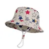 子供のバケツの帽子の子供たちの縫い目のある帽子の帽子の星の星は花の印刷漁師のビーチSun Hat折りたたみ帽子M1952