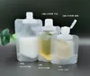 500pcs Stand Up Plastic Bag Embalagem bico Bolsa para Líquido Creme Amostra de armazenamento 30ml 50ml 100ml tampa flip Screw Cap SN1170