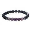 12 pièces femmes Chakra Yoga Bracelets naturel mat Onyx pierre Stretch guérison bracelet cristal bijoux pour la vente en gros