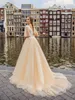 Dresses Half Sleeves Champagne ALine Wedding Dresses Sexy Backless Bridal Gowns Formal Long Tulle Wedding Wear For Women