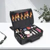 Makeup Train Case 3 Layers Waterproof Travel Makeup Bag Cosmetic Organizer Kit Artist Storage Case Brush Holder with Adjustabl