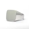 Engravible äkta 925 Sterling Silver Mens Plain Square Signet Ring