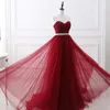 2020 Burgundy Tulle Elegante lange Abschlussballkleider mit Kristallen Sash Prinzessin Schatz Frauen Party Abendkleider billig Aline Formal1430589