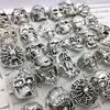 30pcs skull rings men punk rock silver metal women bikers skeleton rings vintage jewelry gifts patry wholesale lots bulk brand new