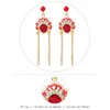 Wholesale-a mask gemstone dangle earrings for women luxury designer ruby pearls female role hat chandelier earrings red gem pearl jewelry