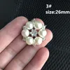 Горячие продажи 100 шт. IVORY Pearls Rhinestones Кнопки Metal Свадебные приглашения Украсить Кнопка Блестящие Волосы Цветочный Центр Скрапбукинг