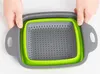 Kitchen Foldable Fruit Vegetable Washing Basket Strainer Portable Silicone Colander Collapsible Drainer With Handle Kitchen Tools