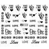 12 Black Nail, Water Transfer, Decal, English Letters, Decorative Letters, Stickers.A874