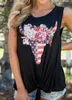 Kobiety Topy Lato T-shirt Paski Star Amerykańska O-Neck Bez Rękawów Moda Tank Top Cropped Damska Bielizna Tank Tops Damskie Top S-XL